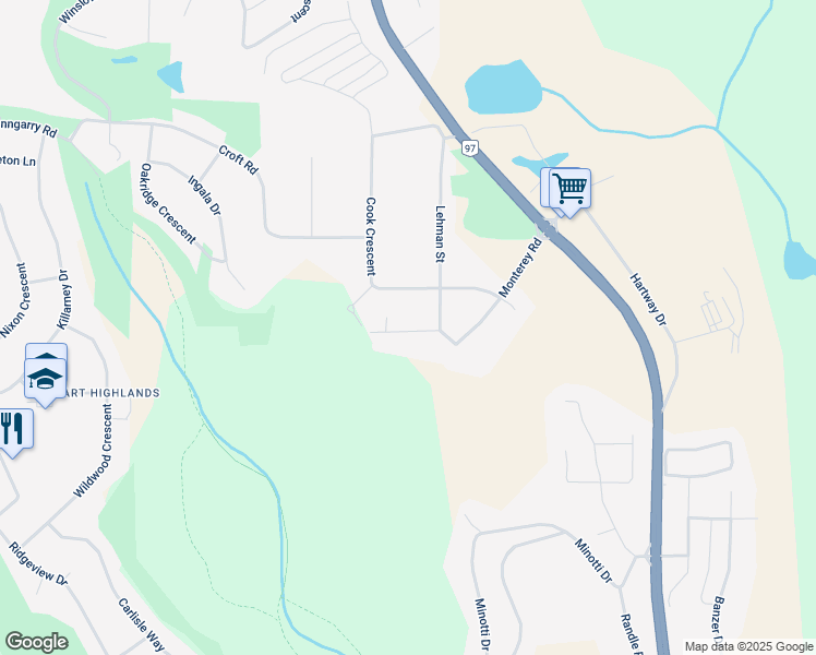 map of restaurants, bars, coffee shops, grocery stores, and more near 5364 Erickson Street in Prince George