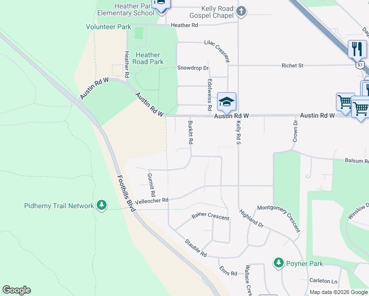 map of restaurants, bars, coffee shops, grocery stores, and more near 6467 Bliss Court in Prince George