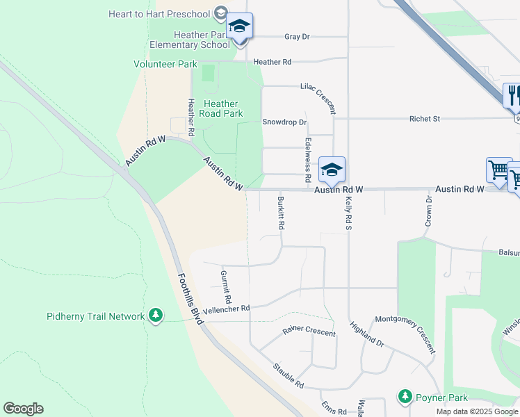 map of restaurants, bars, coffee shops, grocery stores, and more near 6528 Delisle Court in Prince George
