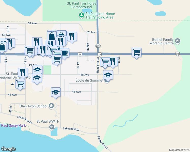 map of restaurants, bars, coffee shops, grocery stores, and more near 4001 48 Avenue in Saint Paul