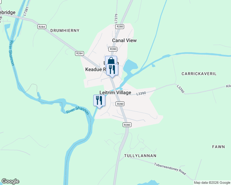 map of restaurants, bars, coffee shops, grocery stores, and more near in Leitrim Village