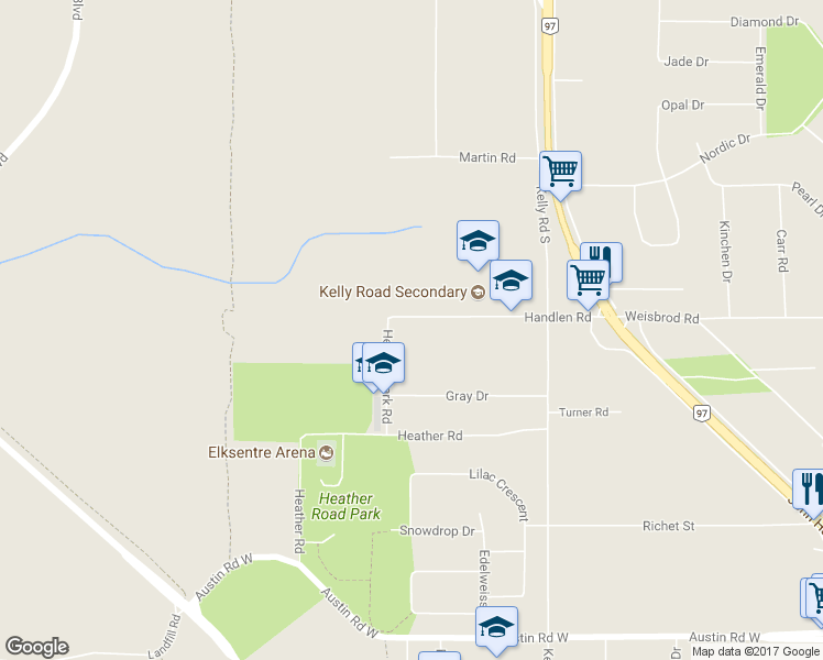 map of restaurants, bars, coffee shops, grocery stores, and more near 4775 Handlen Road in Prince George