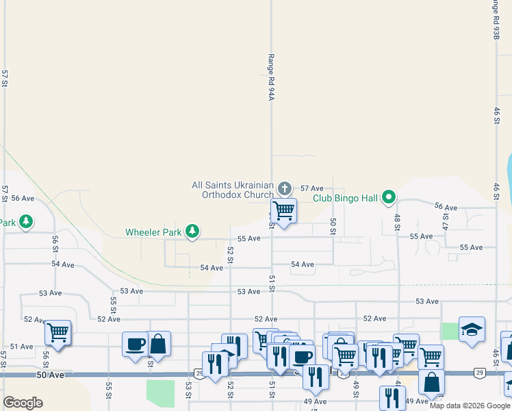map of restaurants, bars, coffee shops, grocery stores, and more near 5602 51 Street in Saint Paul