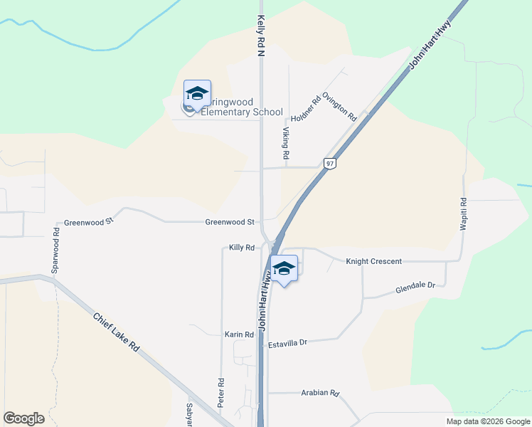 map of restaurants, bars, coffee shops, grocery stores, and more near 8828 Kelly Road North in Prince George