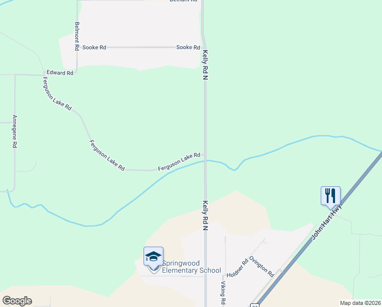 map of restaurants, bars, coffee shops, grocery stores, and more near 4510 Ferguson Lake Road in Prince George