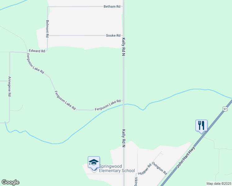 map of restaurants, bars, coffee shops, grocery stores, and more near 4510 Ferguson Lake Road in Prince George