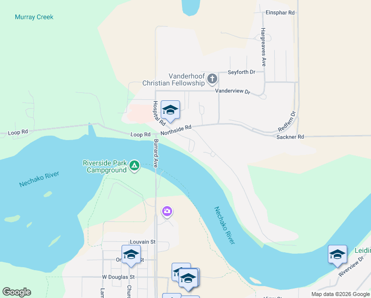 map of restaurants, bars, coffee shops, grocery stores, and more near 176 Northside Road in Vanderhoof