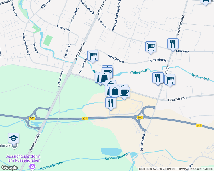 map of restaurants, bars, coffee shops, grocery stores, and more near 10 Oderstraße in Neumünster