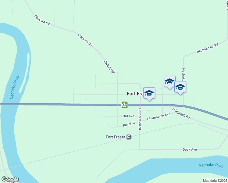 map of restaurants, bars, coffee shops, grocery stores, and more near Fifth Avenue in Fort Fraser