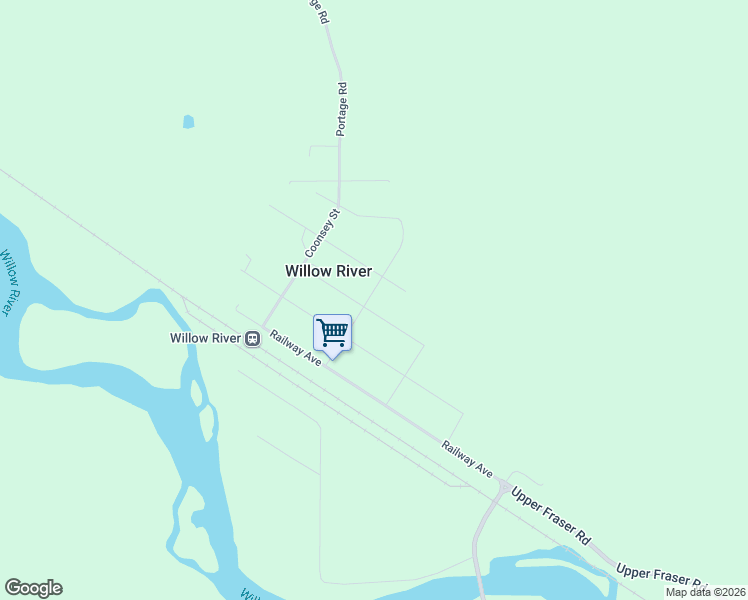 map of restaurants, bars, coffee shops, grocery stores, and more near Willow Street in Prince George