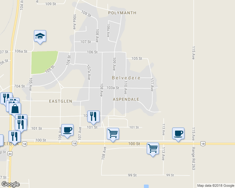 map of restaurants, bars, coffee shops, grocery stores, and more near 10251 109 Avenue in Westlock