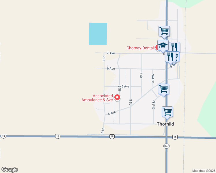 map of restaurants, bars, coffee shops, grocery stores, and more near 420 7 Street in Thorhild