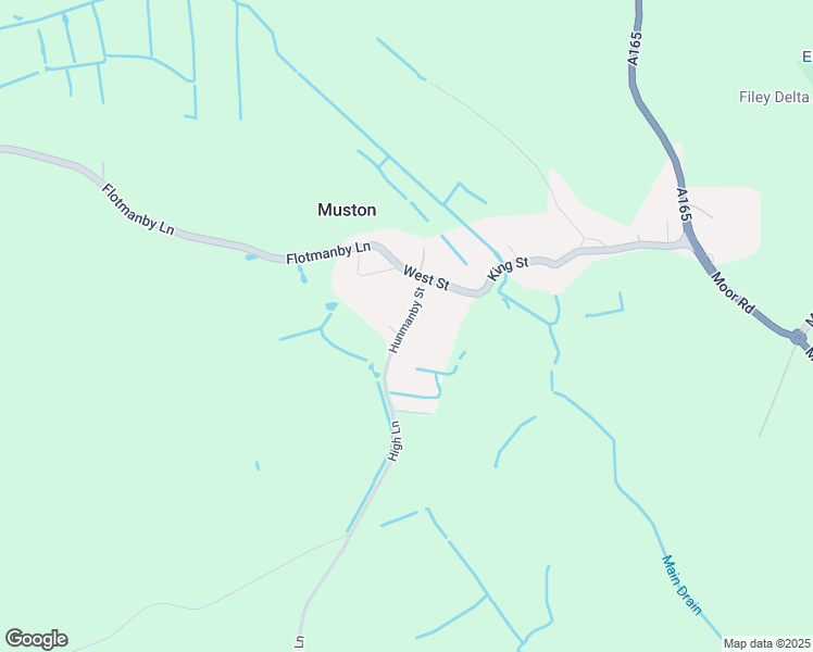 map of restaurants, bars, coffee shops, grocery stores, and more near Hunmanby Street in Muston
