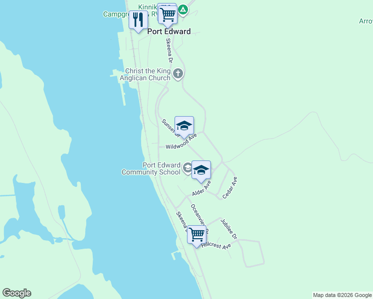 map of restaurants, bars, coffee shops, grocery stores, and more near 285 Sunset Drive in North Coast