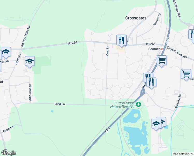map of restaurants, bars, coffee shops, grocery stores, and more near Centurion Way in North Yorkshire