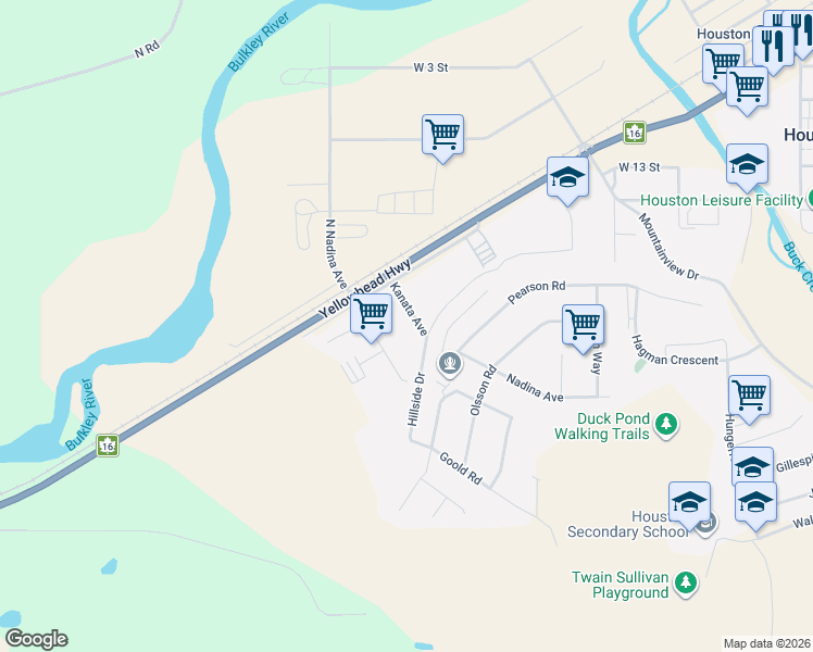 map of restaurants, bars, coffee shops, grocery stores, and more near 2057 Kanata Avenue in Houston