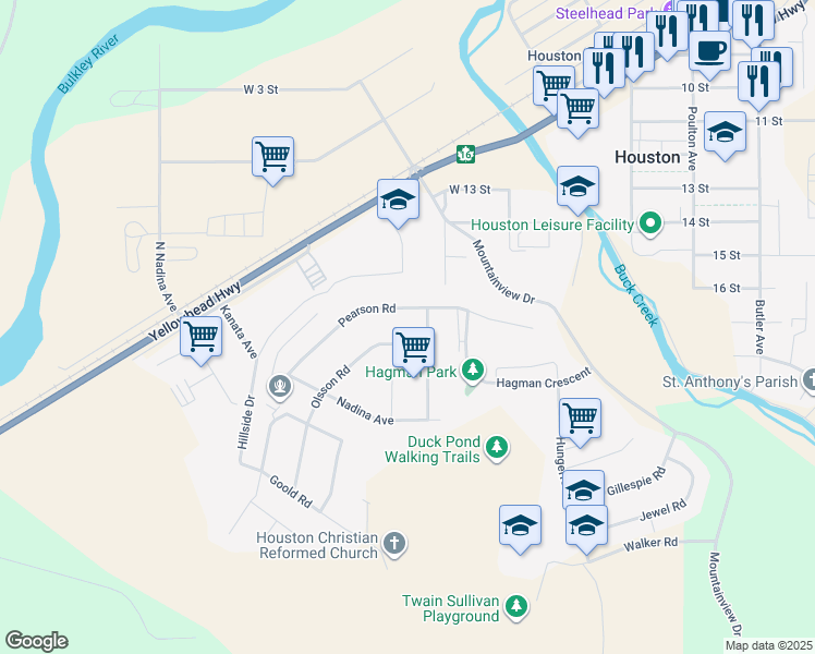 map of restaurants, bars, coffee shops, grocery stores, and more near 2035 Sullivan Way in Houston