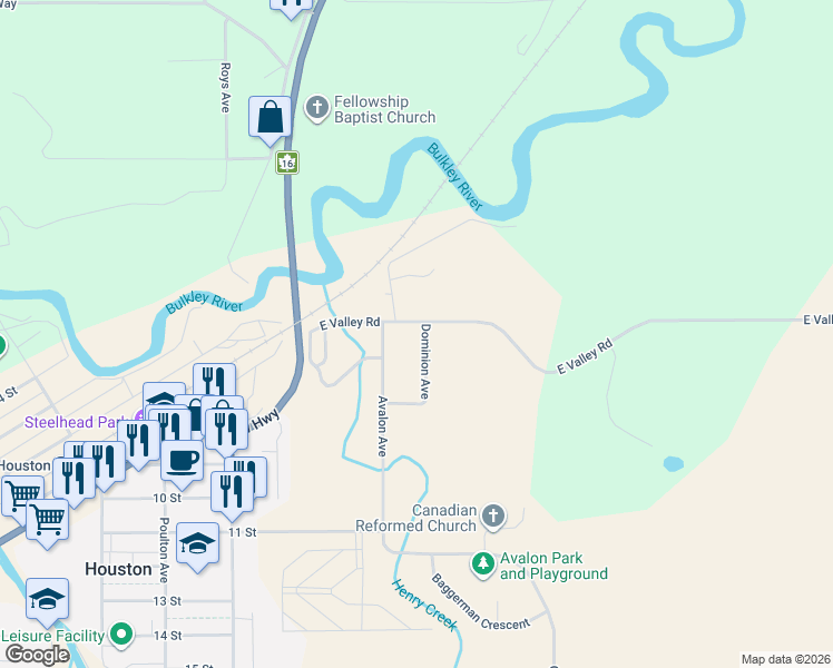 map of restaurants, bars, coffee shops, grocery stores, and more near 2585 Dominion Avenue in Houston