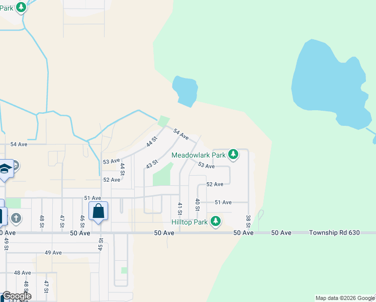 map of restaurants, bars, coffee shops, grocery stores, and more near 5306 41 Street in Cold Lake