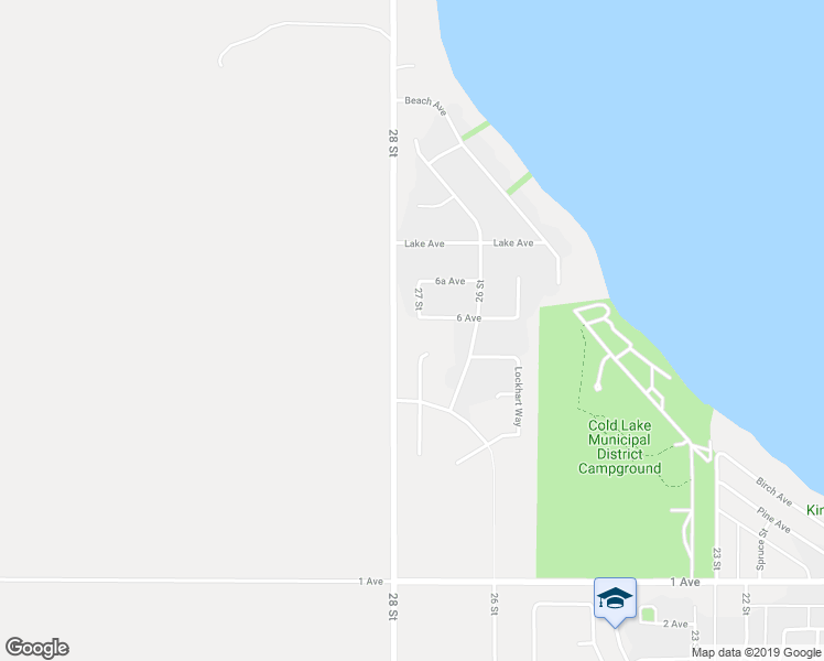 map of restaurants, bars, coffee shops, grocery stores, and more near 2616 6 Avenue in Cold Lake