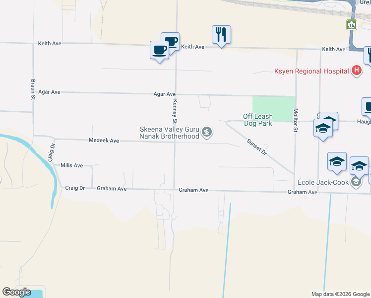 map of restaurants, bars, coffee shops, grocery stores, and more near 4931 Medeek Avenue in Terrace