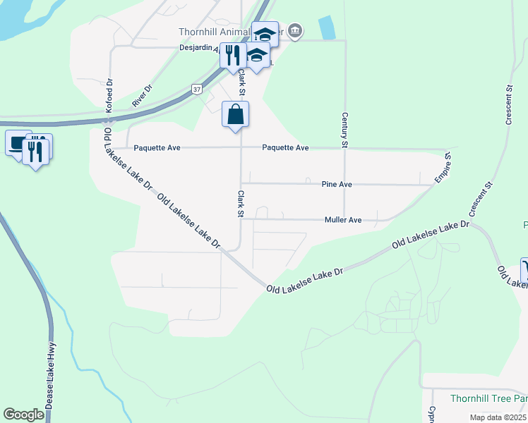 map of restaurants, bars, coffee shops, grocery stores, and more near 3886 Muller Avenue in Terrace