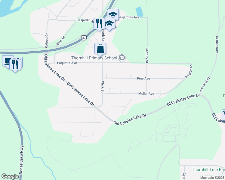 map of restaurants, bars, coffee shops, grocery stores, and more near 3886 Muller Avenue in Terrace