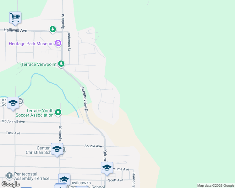 map of restaurants, bars, coffee shops, grocery stores, and more near 3908 Hatton Street in Terrace