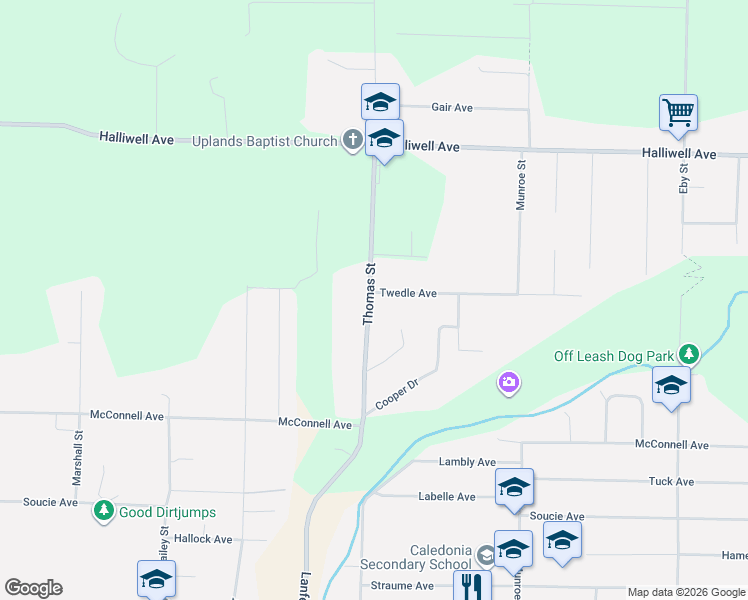 map of restaurants, bars, coffee shops, grocery stores, and more near 5107 Twedle Avenue in Terrace