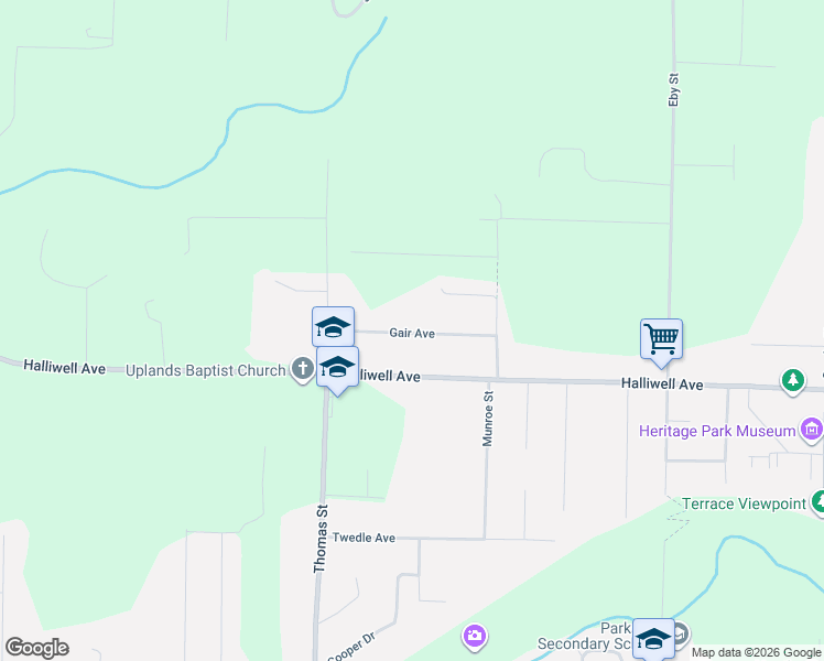 map of restaurants, bars, coffee shops, grocery stores, and more near 4931 Gair Avenue in Terrace