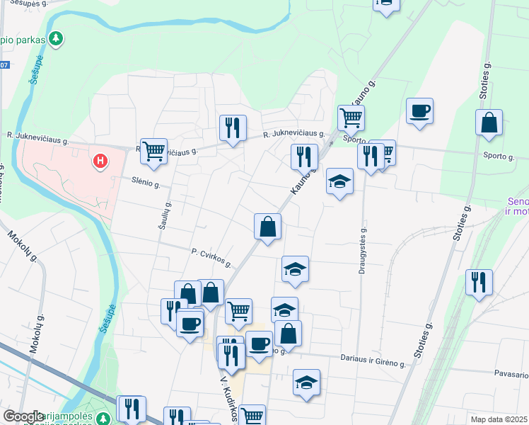 map of restaurants, bars, coffee shops, grocery stores, and more near in Marijampole