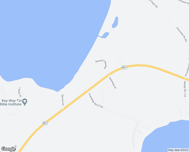 map of restaurants, bars, coffee shops, grocery stores, and more near Sunset Crescent in Lac la Biche