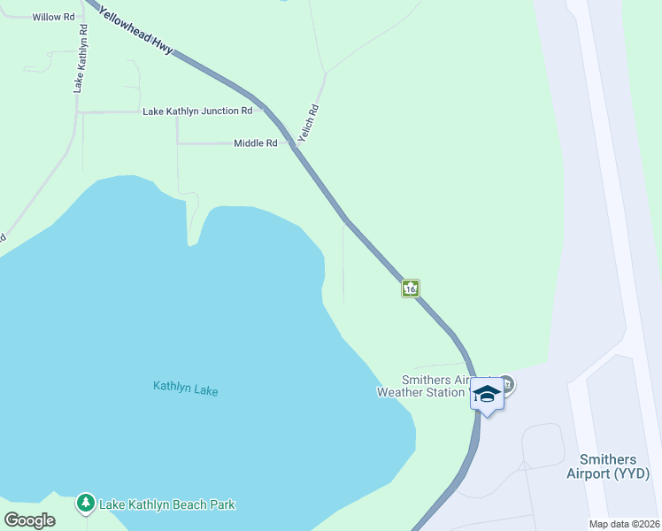 map of restaurants, bars, coffee shops, grocery stores, and more near 6463 Hetherington Road in Smithers