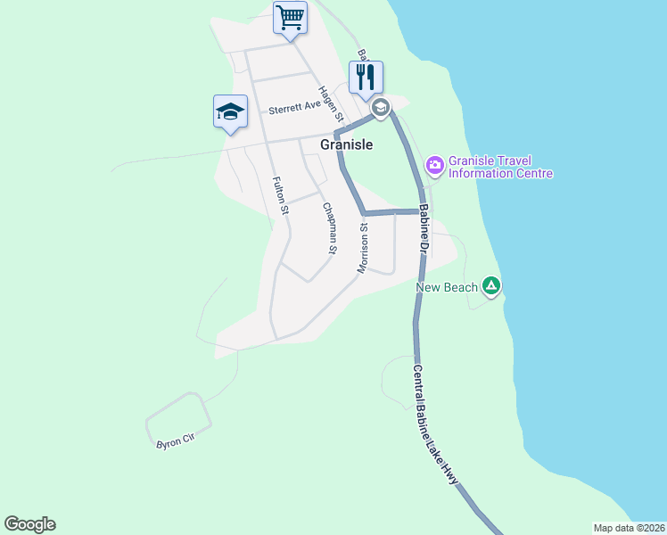 map of restaurants, bars, coffee shops, grocery stores, and more near Chapman Street in Granisle