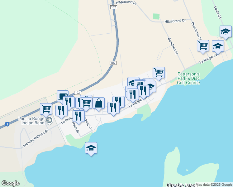 map of restaurants, bars, coffee shops, grocery stores, and more near 132 McKay Street in La Ronge