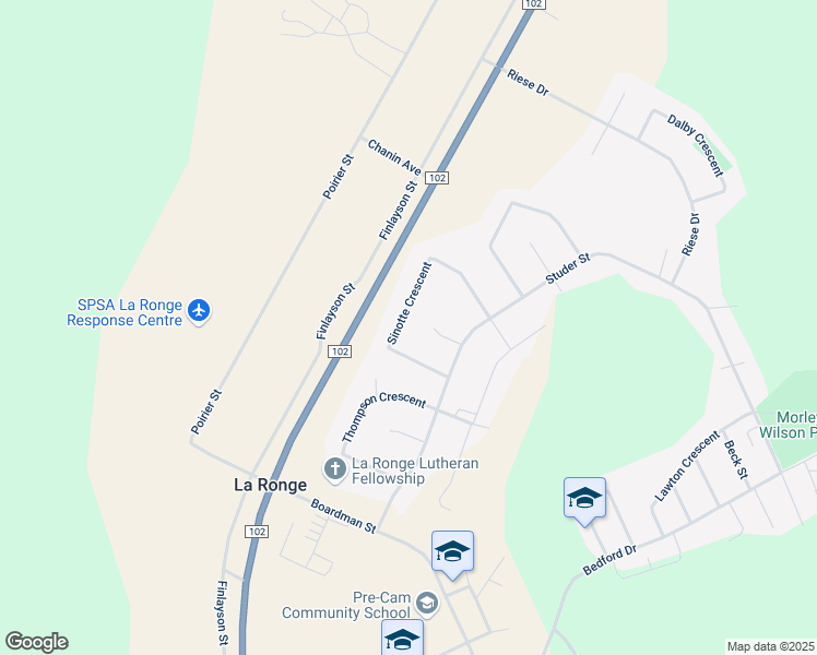 map of restaurants, bars, coffee shops, grocery stores, and more near 1320 Finlayson Street in La Ronge
