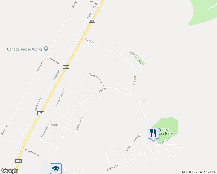 map of restaurants, bars, coffee shops, grocery stores, and more near 1723 Studer Street in La Ronge