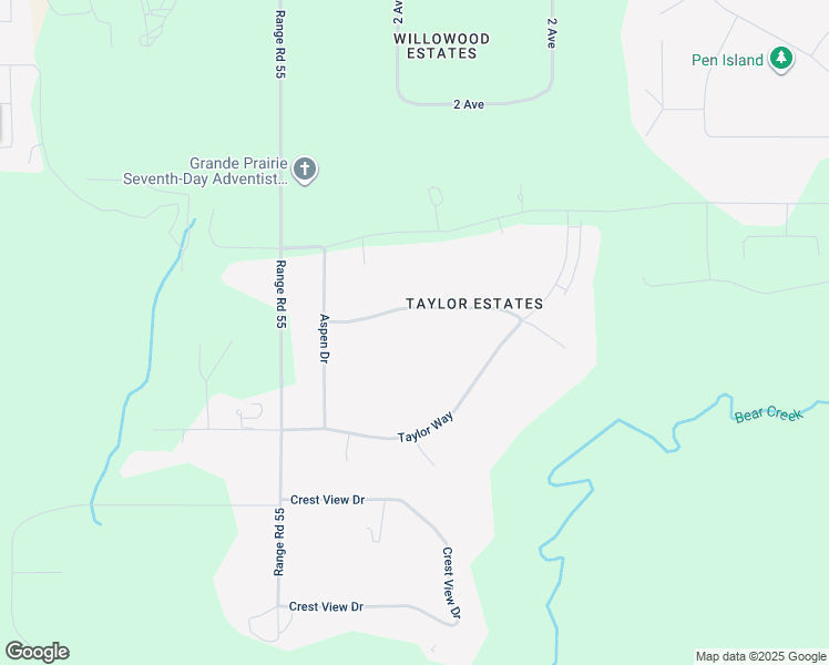 map of restaurants, bars, coffee shops, grocery stores, and more near 8209 Tamarack Trail in Grande Prairie