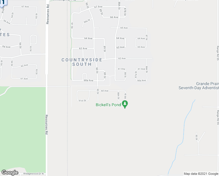 map of restaurants, bars, coffee shops, grocery stores, and more near 8846 60 Avenue in Grande Prairie
