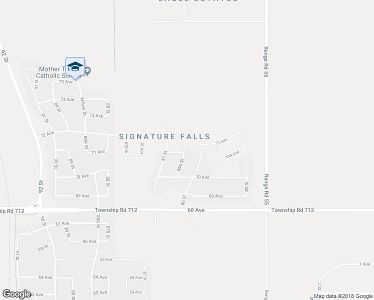 map of restaurants, bars, coffee shops, grocery stores, and more near 7105 86A Street in Grande Prairie