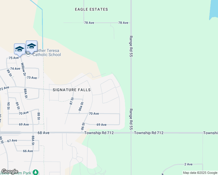 map of restaurants, bars, coffee shops, grocery stores, and more near 8522 71A Avenue in Grande Prairie