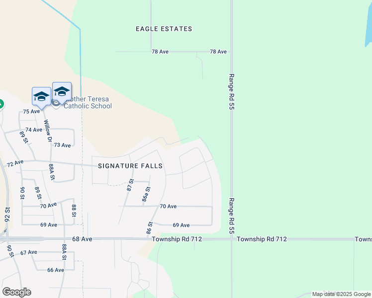 map of restaurants, bars, coffee shops, grocery stores, and more near 8522 71A Avenue in Grande Prairie