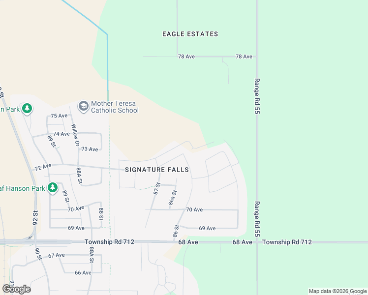 map of restaurants, bars, coffee shops, grocery stores, and more near 8566 72 Avenue in Grande Prairie