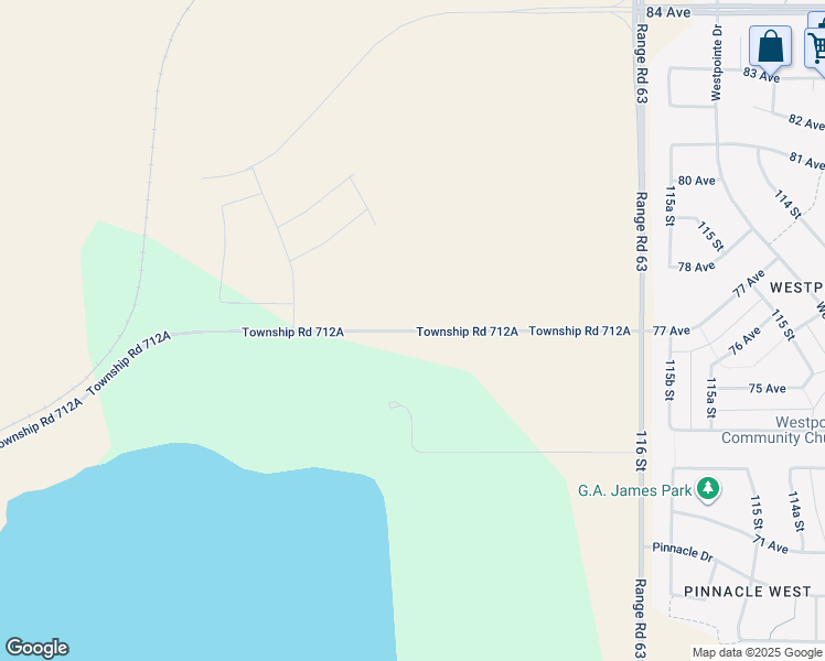 map of restaurants, bars, coffee shops, grocery stores, and more near Township Road 712A in Grovedale