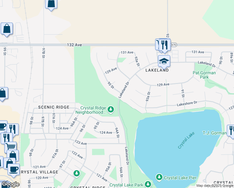 map of restaurants, bars, coffee shops, grocery stores, and more near 12706 95 Street in Grande Prairie