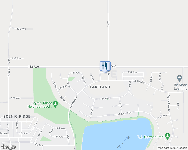 map of restaurants, bars, coffee shops, grocery stores, and more near 13001 93 Street in Grande Prairie