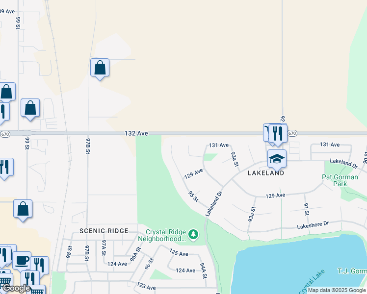 map of restaurants, bars, coffee shops, grocery stores, and more near 13022 94A Street in Grande Prairie