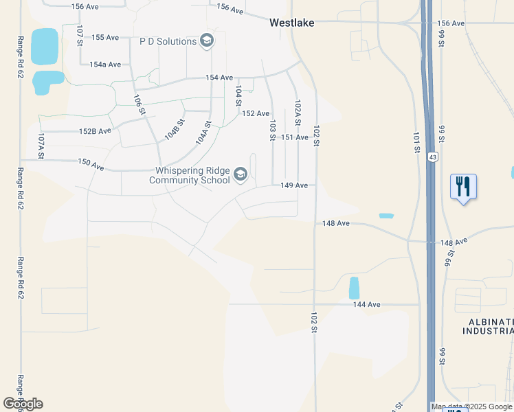 map of restaurants, bars, coffee shops, grocery stores, and more near 10315 106 Street in Grande Prairie