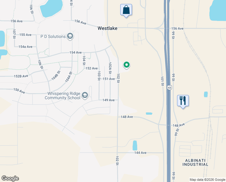 map of restaurants, bars, coffee shops, grocery stores, and more near 14923 102A Street in Grande Prairie