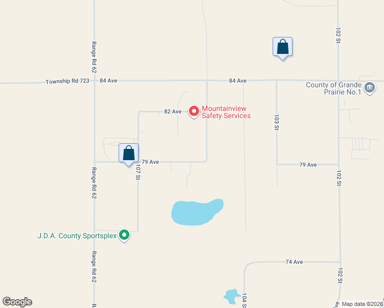 map of restaurants, bars, coffee shops, grocery stores, and more near 8002 105 Street in Clairmont